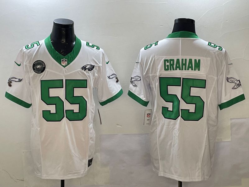 Men Philadelphia Eagles #55 Graham White Retro three generations 2025 Nike Vapor Limited NFL Jersey style 5